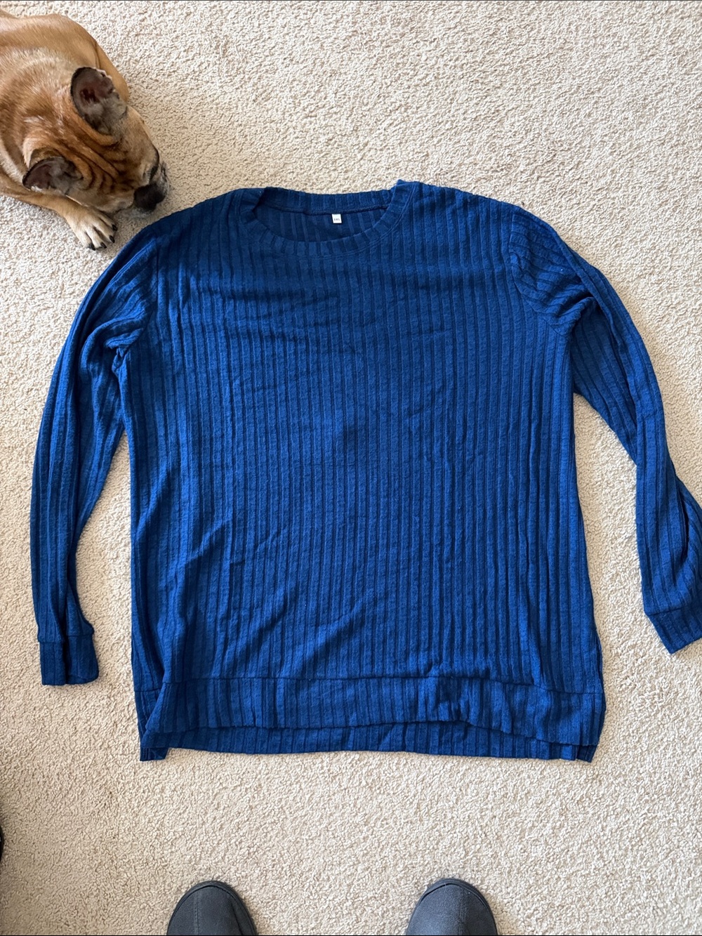 Ribbed Crewneck lightweight Sweater - Blue